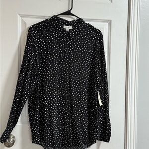 Elegant Black and White Polka Dot Button Down Shirt